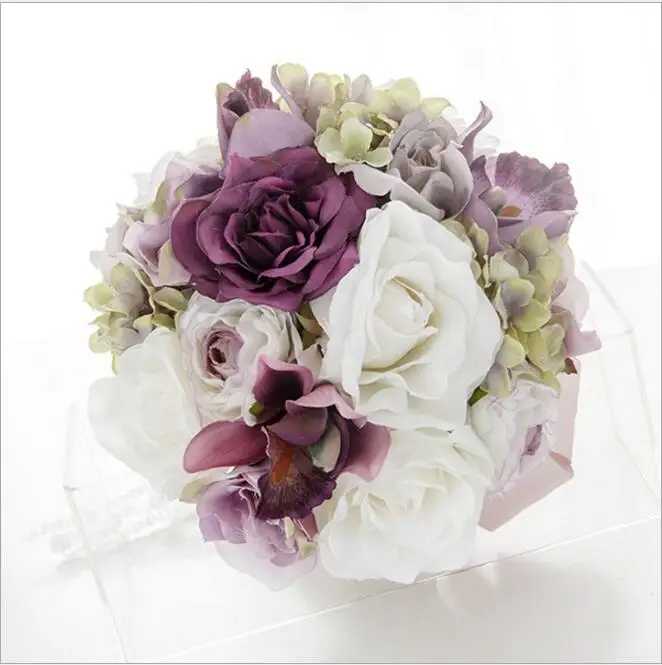 Brides Bouquet Wedding Bridal Bouquet Artificial Decoration De Mariage Blush Pink Rose Flowers SPH015 - Цвет: same as pic