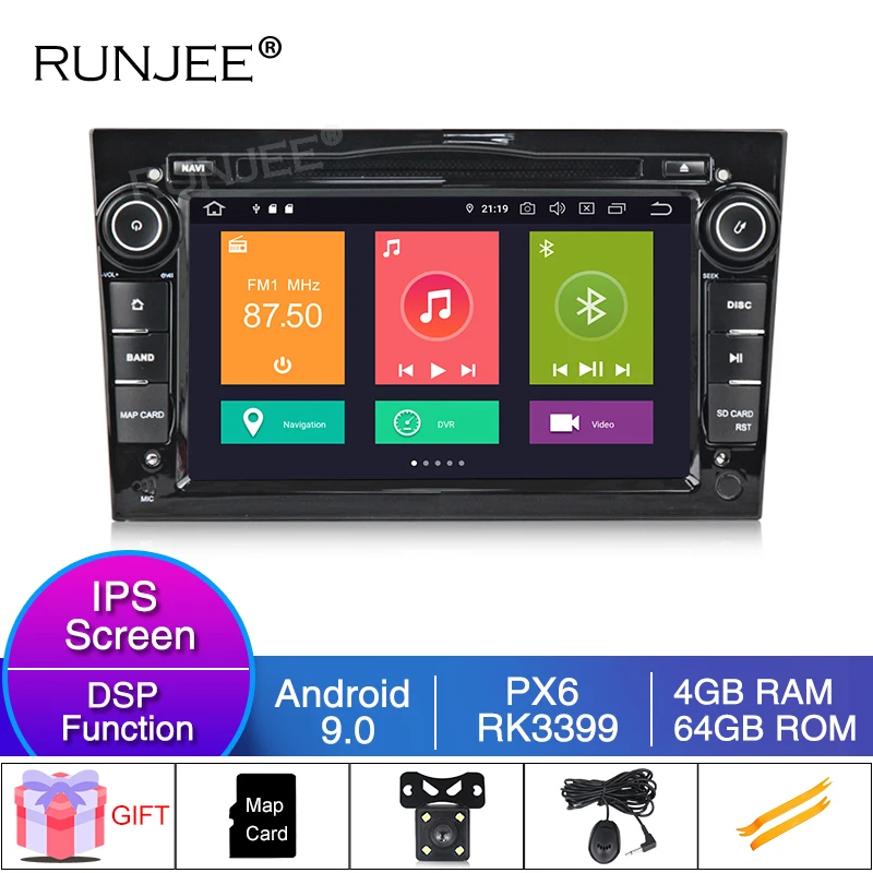 RUNJEE 2 Din ips DSP Android 9 автомобильный DVD мультимедийный плеер для