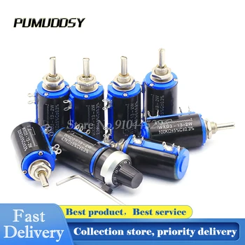 

1 pcs WXD3-13-2W 6K8 6.8K ohm Rotary side Rotary Multiturn Wirewound Potentiometer WXD3-13 2W