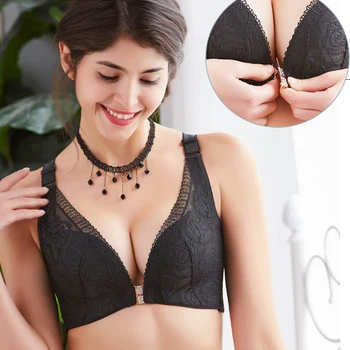 

Sexy Women Bras Lace Push Up Bra Seamless Lingerie Backless Bralette Comfort Brassiere Backless Plus Size Underwear D E Cup #F