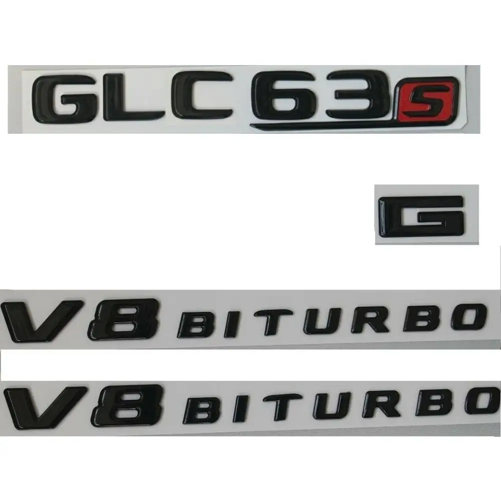 4pcs GIoss black Блестящие черные буквы GLC63s Для AMG V8 BITURBO эмблемы значки X253 - Цвет: 4pcs GIoss black