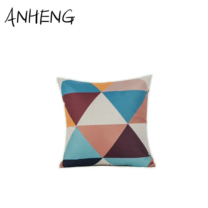 

Cushion Cover Nordic Style Colorful Series Geometric Pattern Printed Linen Throw Pillow Car Home Sofa Decorative Pillowcase
