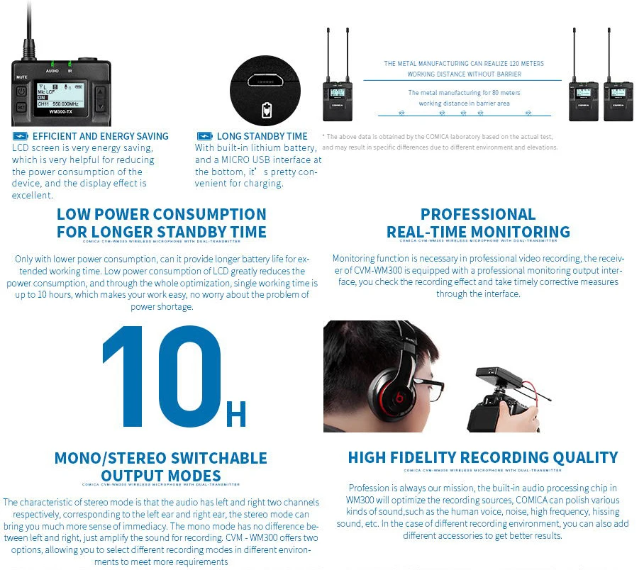 COMICA CVM-WM300 UHF 96 каналов металлический беспроводной микрофон с двойными передатчиками и одним приемником для видеокамеры DSLR