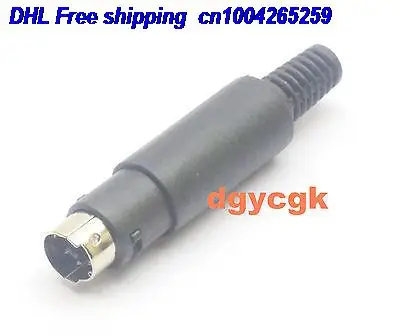 

DHL 200pcs 4 Pin Mini DIN Male Plug S-video connector plastic handle black head male connector 22-ct