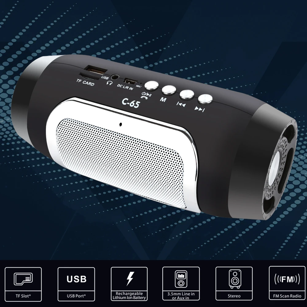 Casaland портативный C65 Колонка Bluetooth динамик беспроводной стерео Hifi Soundbox поддержка Aux TF u-диск FM Громкая связь вызов