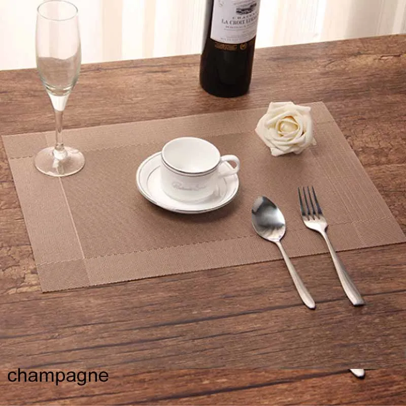 champagne 45*30 см водонепроницаемый Западный коврик для столовых приборов, портативные кухонные аксессуары, ПВХ изоляционный коврик для места, нескользящий коврик для чаши, подставка - Цвет: champagne