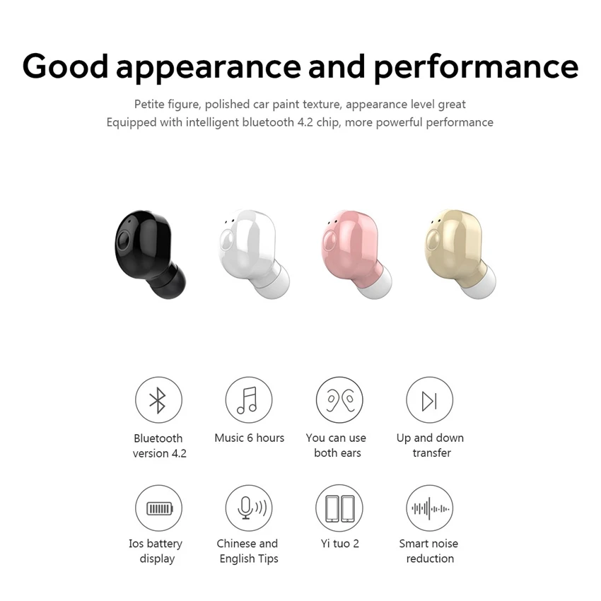 TWS беспроводной Bluetooth интеллектуальное шумоподавление Функция мини невидимый беспроводной Bluetooth 5,0 наушники одна гарнитура IY280