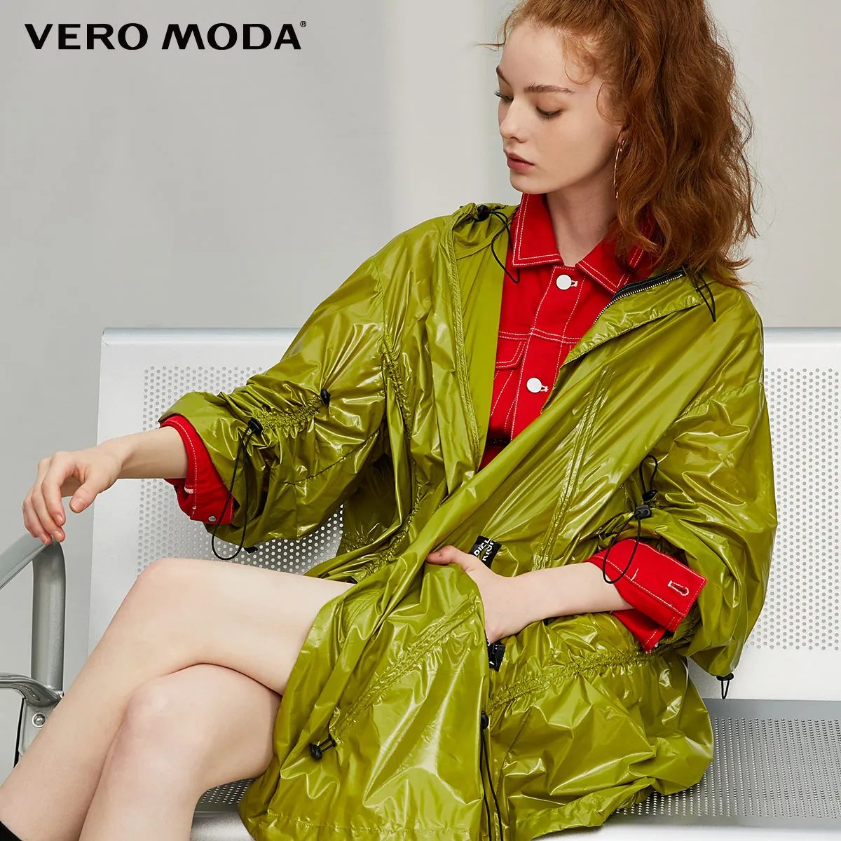 Vero Moda женский осенне-зимний глянцевый Тренч с капюшоном | 319321549