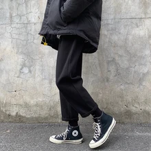 Зимние мужские теплые шерстяные брюки, повседневные штаны для отдыха, черные/серые брюки в стиле хип-хоп, облегающие высококачественные штаны-шаровары, M-2XL