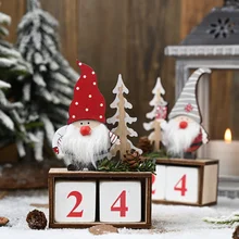 New Year 2022 Christmas Ornaments Wooden Merry Christmas Decorations for Home Advent Calendar Xmas Table Decor Navidad Gift 2021