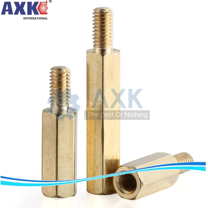 AXK, 10 шт., M4* L+ 6 мм, Шестигранная головка, латунь, Резьбовая гайка, медная вставка, Резьбовая колонна, PCB противостояние, распорка, материнская плата