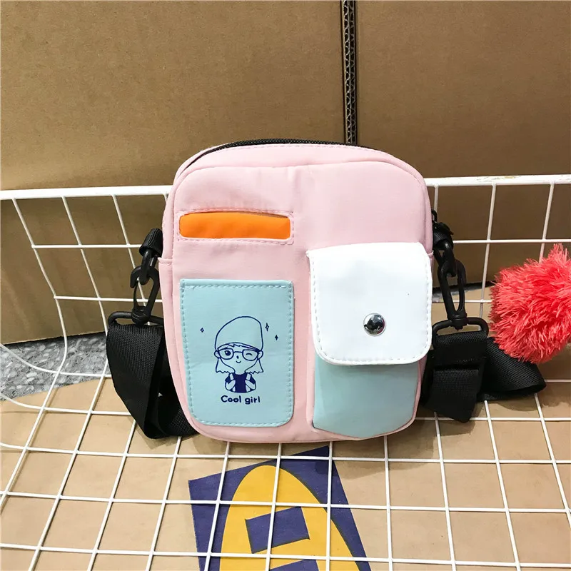 

Shoulder Bag Women's Versatile INS Wind Multi-pockets Multilayer Shoulder Students Nylon Waterproof Cloth Contrast Color Fashion