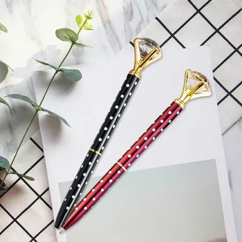

Rhinestone Crystal Pen Gem Ballpoint Pens Ring Wedding Metal BallPen Kawaii Magical Pen Fashion School Office Supplies