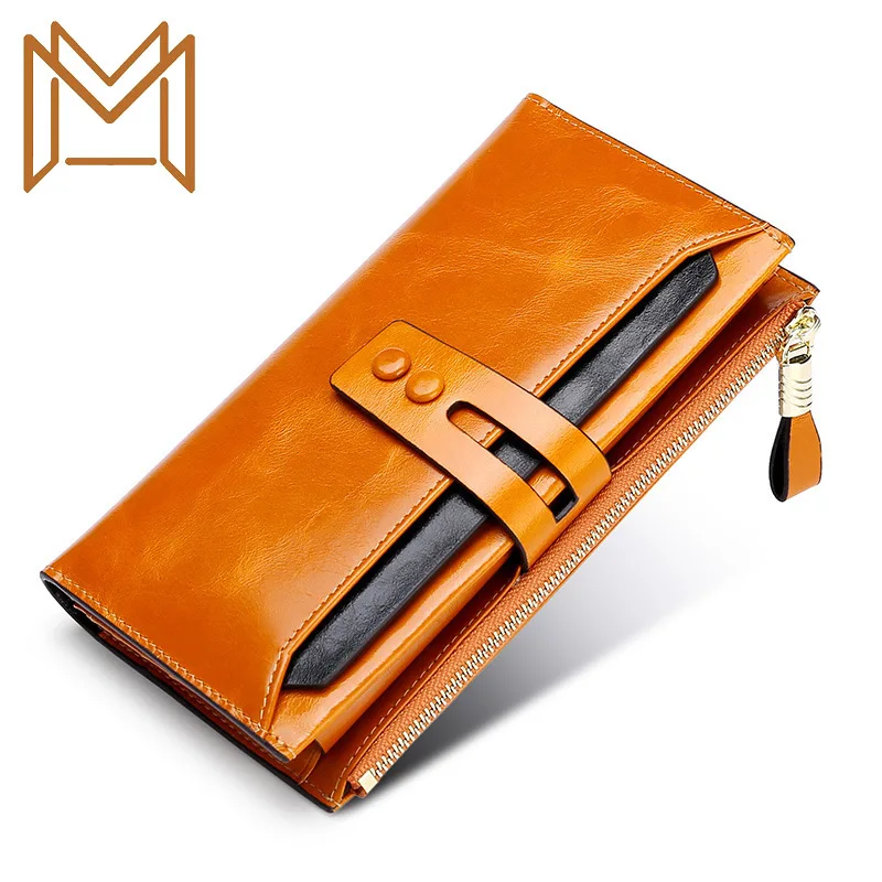 

Wallet Position Hasp Long Oil Wax Wallet Genuine Leather Hand Package