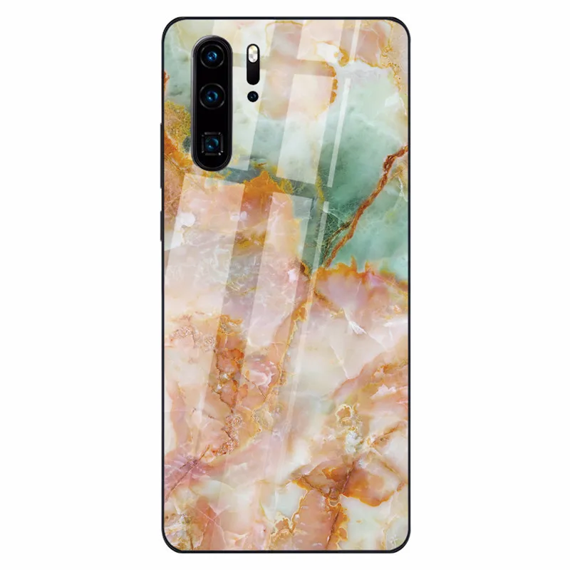 Цветной мраморный чехол для телефона huawei P30 P20 Lite Shookproof закаленное стекло чехол для mate 20 Lite Honor 9 10 Lite 8X MAX Nova 3 - Цвет: 21