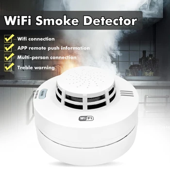 

Home Security Wifi Smoke Detector Sensor Smoke Alarm System APP Remote Wireless Smoke Sensor Built-in Battery Alarm Sensor