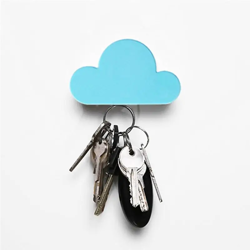 Blue Cloud Магнитная цепочка для ключей, настенный магнитный держатель для ключей, милый Магнитный брелок в форме облака, вешалка для ключей для дома и офиса