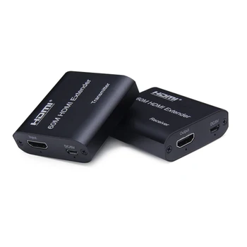 

60M HDMI Extender 1080p HDMI Transmitter Receiver over Cat 5e/6 RJ45 Ethernet with Micro USB Cable power supply