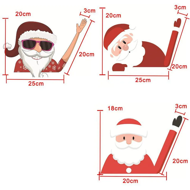 Pcmos рождественские наклейки на заднее лобовое стекло Санта Клаус, наклейки на окна автомобиля, наклейки на стеклоочиститель, рождественские подарки на год, креативные наклейки s для автомобиля