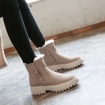 

Roni Bouker Winter Boots Women Plus Size Platform Female Warm Botas Mujer 2019 Booties Ankle for Ladies Snow Shoes Woman Black