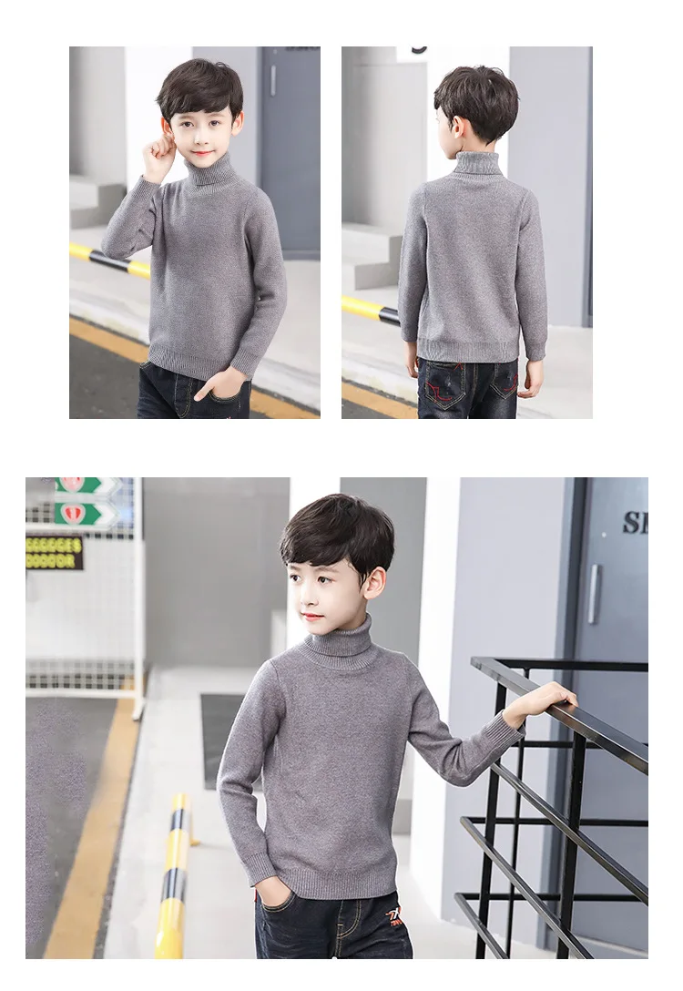 Зимний стиль; плотные Топы; модная универсальная рубашка в Корейском стиле с высоким воротником для мальчиков; свитер; коллекция года; детская одежда; сезон зима