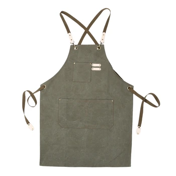 

Denim Canvas Wear Apron / Painting / Hairdressing / Barista Restaurant Apron Anti-Dirty Overalls Green