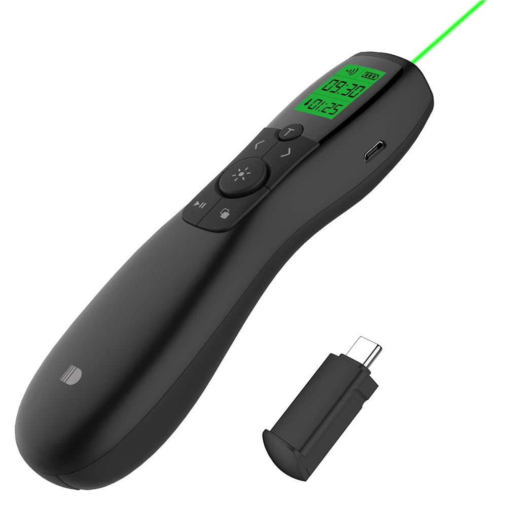 

DOOSL Wireless PPT Pen Clicker Presenter Demo Remote Control 2.4GHz Wireless Presenter Type-C Receiver Green Laser Presenter