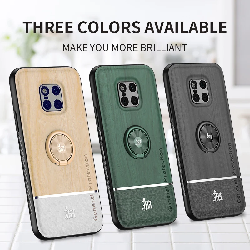 

Bionic Wood Grain Phone Case For Huawei Mate 20 30 Pro Adsorption Ring Bracket Cover For Huawei P30 Lite P20 P40 Pro Plus Cases