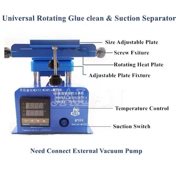 

LCD Display Screen Heating Glue Cleaning Machine With 360 Rotation Plate External Vacuum Pump Lcd In Frame Glue Remove Separator