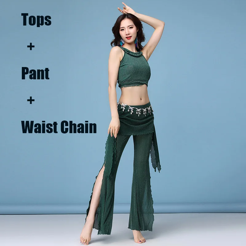 Green 3pcs Комплект для танца живота два/три костюма индийский Восточный танец Йога одежда для тренировок танец живота египетские наряды Danca Do Ventre BL2350 - Цвет: Green 3pcs