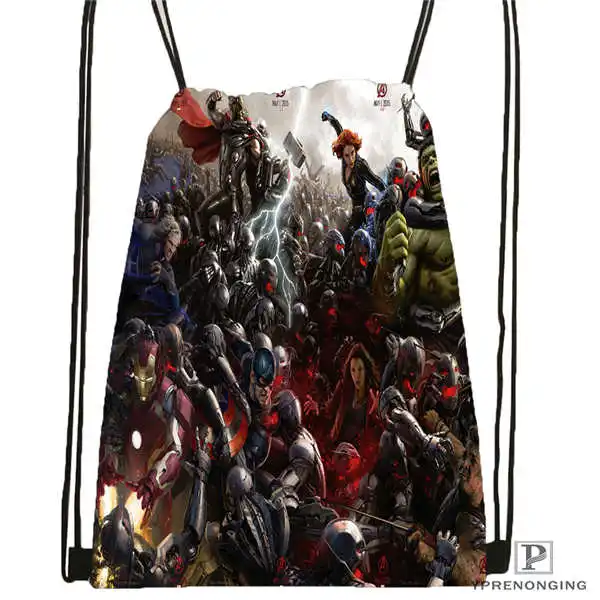 Drawstring Backpack Пользовательский Человек-паук Мстители походная сумка на шнурке милый рюкзак для детей(черная спинка) 31x40 см#180531-04-06 - Цвет: Drawstring Backpack