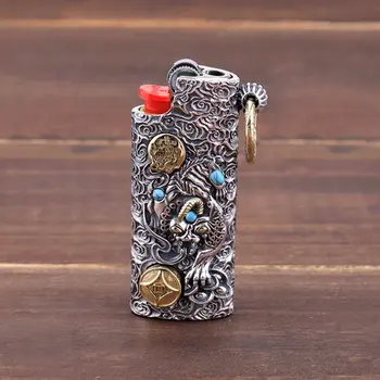 

Gluttonous Retro Silver Lighter Case Smoking Accessories Storage Men's Lucky Universal Personality Gift