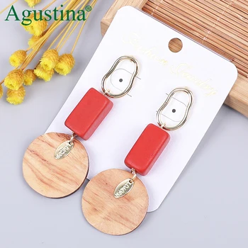 

2020 Wooden Earrings Fashion Jewelry Drop Earrings For Women Long Earrings Female Geometric Boho Pendientes Small Wholesale Girl