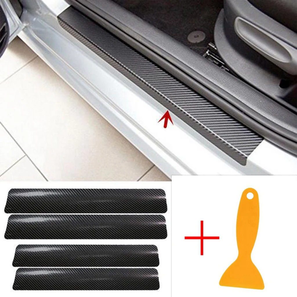 Car Door Sill Sticker Cover Plate Scuff Plate Cover Black Vehicle RV Parts
