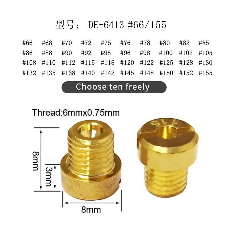 10 x M6 Gewinde Dellorto Hauptdüse 6mm 132 135 138 140 142 145 148 150 152  155