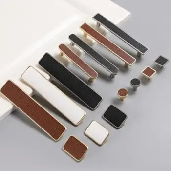 

Light luxury leather cabinet door handle modern cabinet cabinet drawer handle wardrobe door golden handle Nordic American