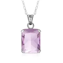 Женское ожерелье с подвеской из серебра 100% пробы розовым кристаллом