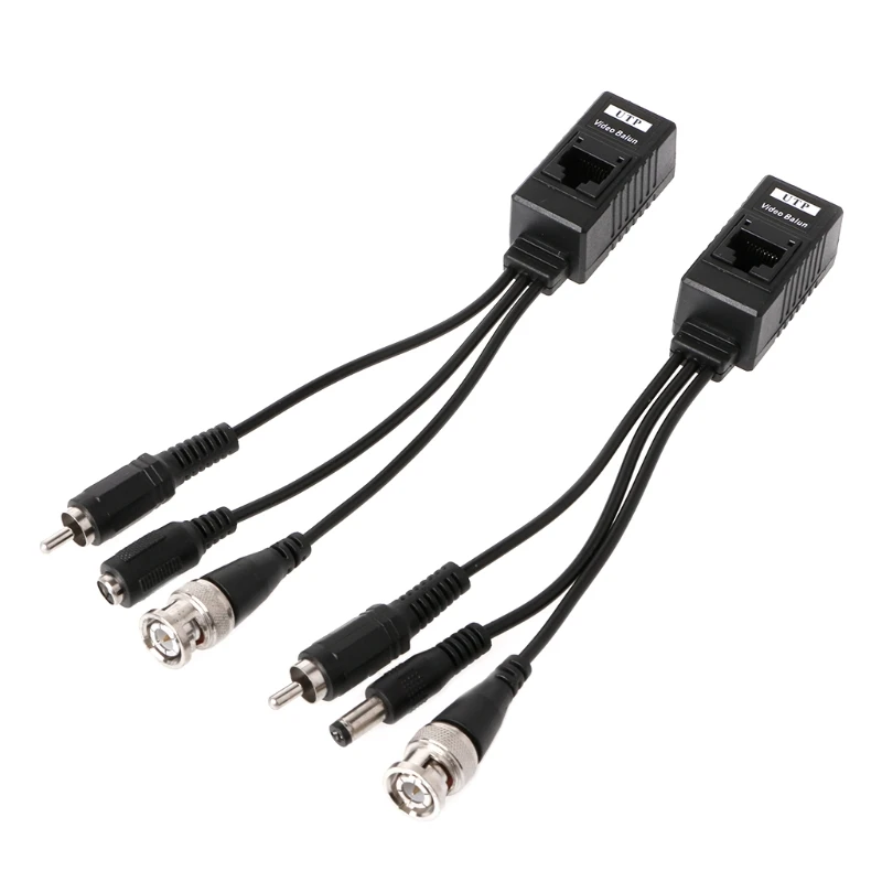 BNC To RJ45 Passive Video Balun Power Coax Transceiver CCTV Audio Twisted Pair For AHD CVI TVI CVBS Camera