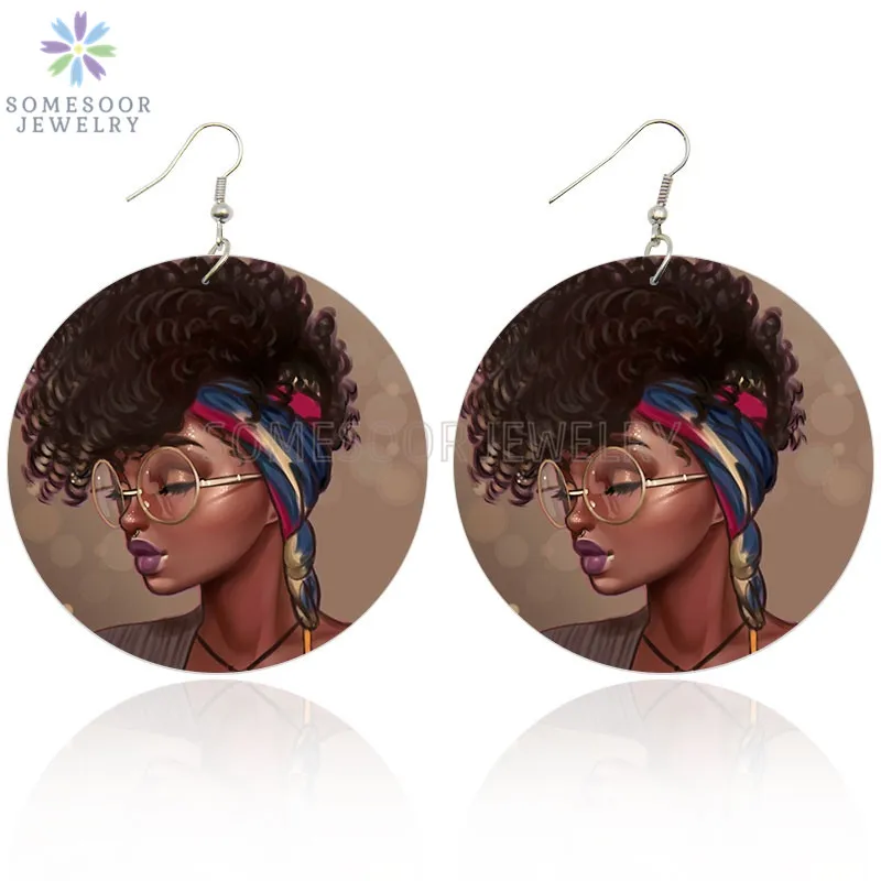 SOMESOOR модные афро натуральные волосы черные художественные деревянные висячие