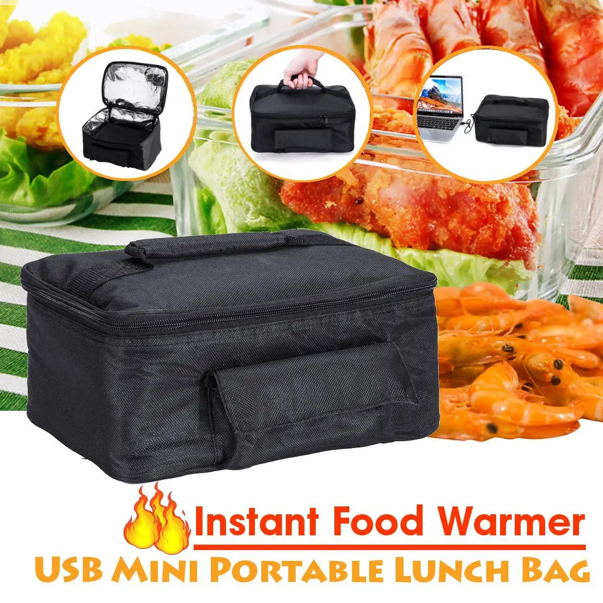 

USB Mini Personal Portable Lunch Oven Bag Food Warmer Electric Oven Heating Lunch Box Vehicle/Household
