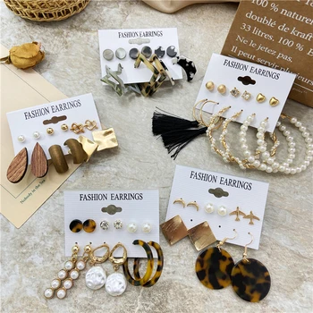 

Bohemian Style Geometric Leopard Drop Earrings For Women,2020 Vintage Dangle Earrings Set,Female Jewelry Fashion Statement