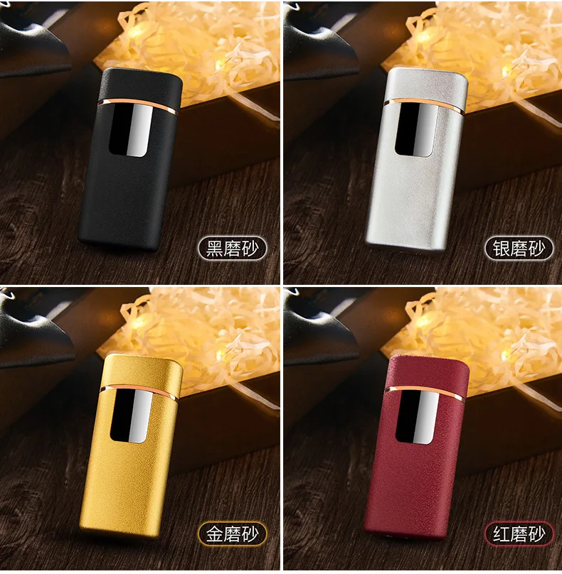 New 2 In 1 Metal Gas Lighter and Dual Arc Plasma Lighter Touch Screen Electric USB Lighters Rechargeable Cigar Cigarette Lighter