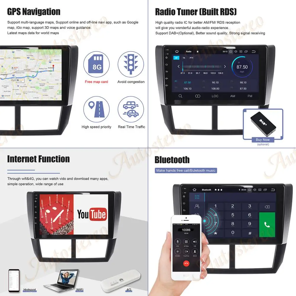Android 10.0 6+128G 360 CAM For Subaru Forester WRX 2008-2014 Car Radio GPS Multimedia Player Carplay Auto Navigation Head Unit