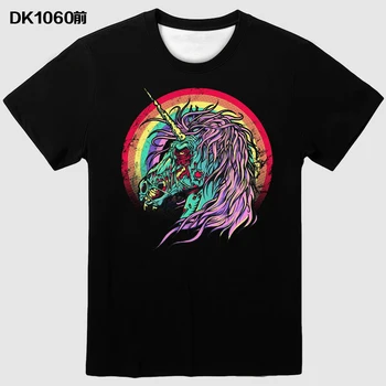 

Best selling men's shirt 3D personality unicorn print wild short sleeve trendy T-shirt fun pattern t-shirt