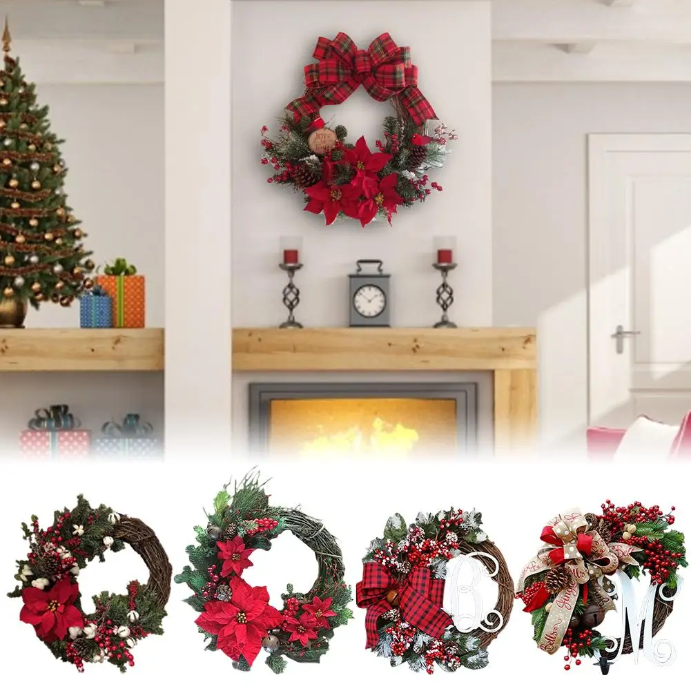Рождественские венки ручной работы Navidad искусственная гирлянда двери висячие декоративные принадлежности для украшения рождественской вечеринки