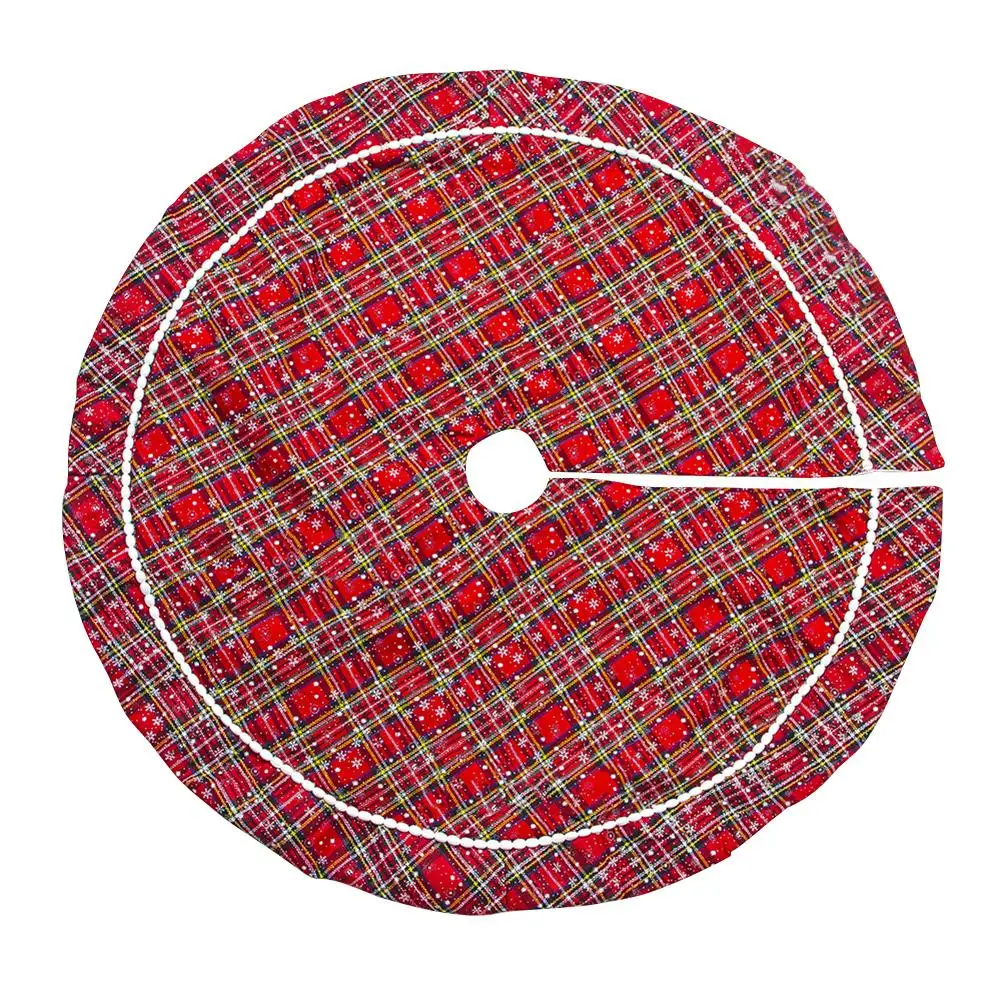 Plaid snowflake 100c Клетчатая Снежинка, клетчатая Рождественская елка, красная клетчатая юбка, двухслойная Рождественская юбка для праздника, рождественские украшения - Цвет: Plaid snowflake 100c