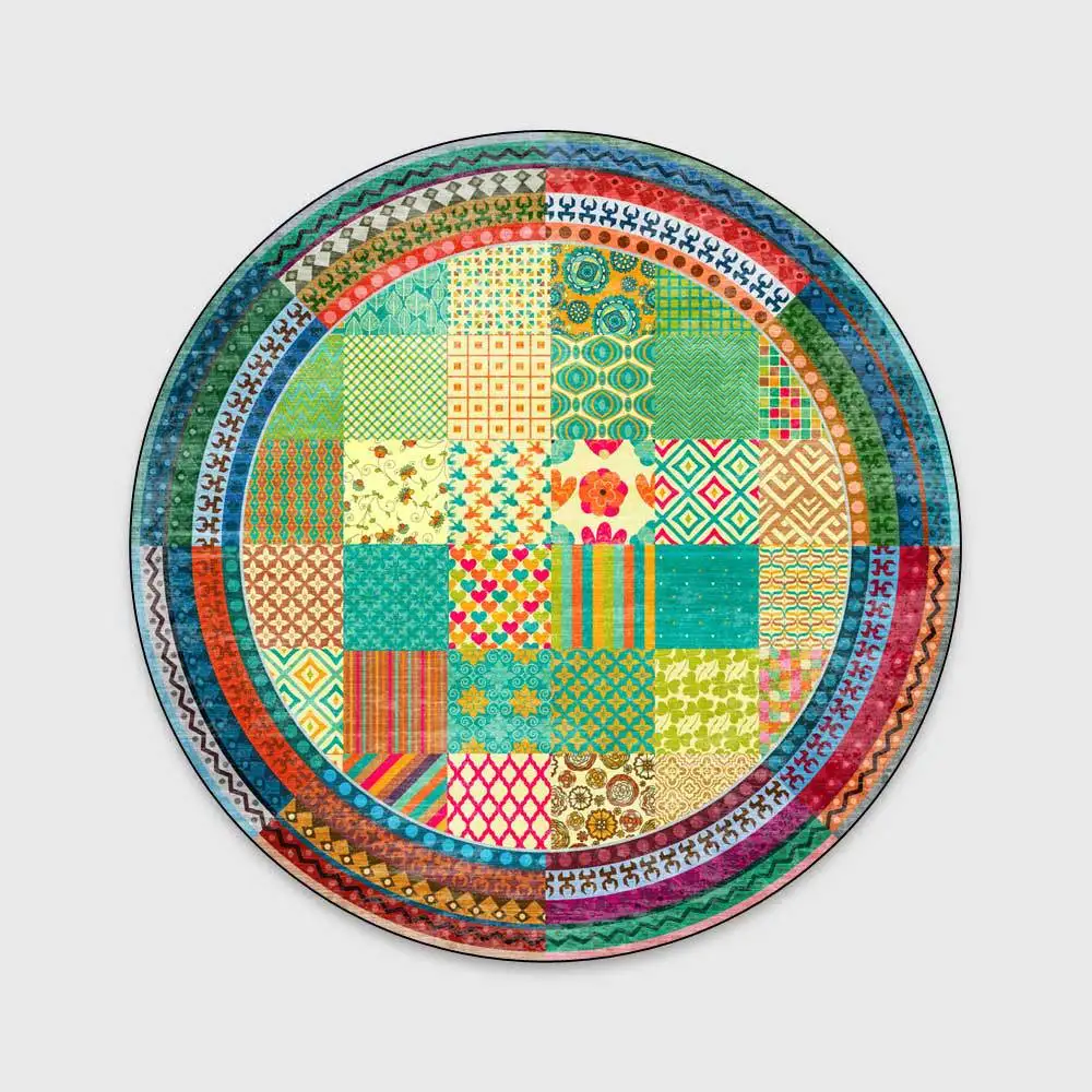 地毯-圆形-民族风-破布拼接-D-C