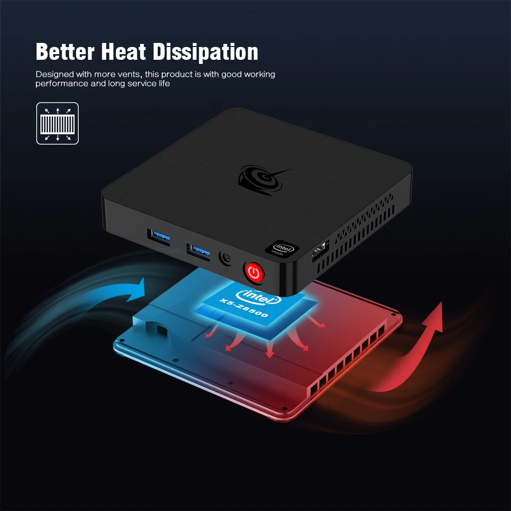Beelink T4 настольный мини ПК Intel Atom x5-Z8500 Intel HD graphics 600 4 ГБ ОЗУ 64 Гб EMMC 2,4 ГГц+ 5,8 ггц WiFi 1000 МБ ТВ-приставка