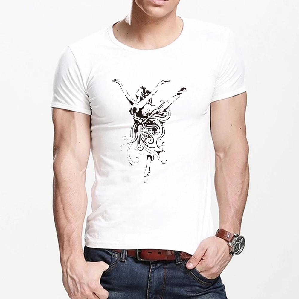 

MOUNTSHARP Summer T Shirt Men Harajuku Ballet dancer Funny Print Tee Tops Short Sleeve male T Shirt Casual male Clothes