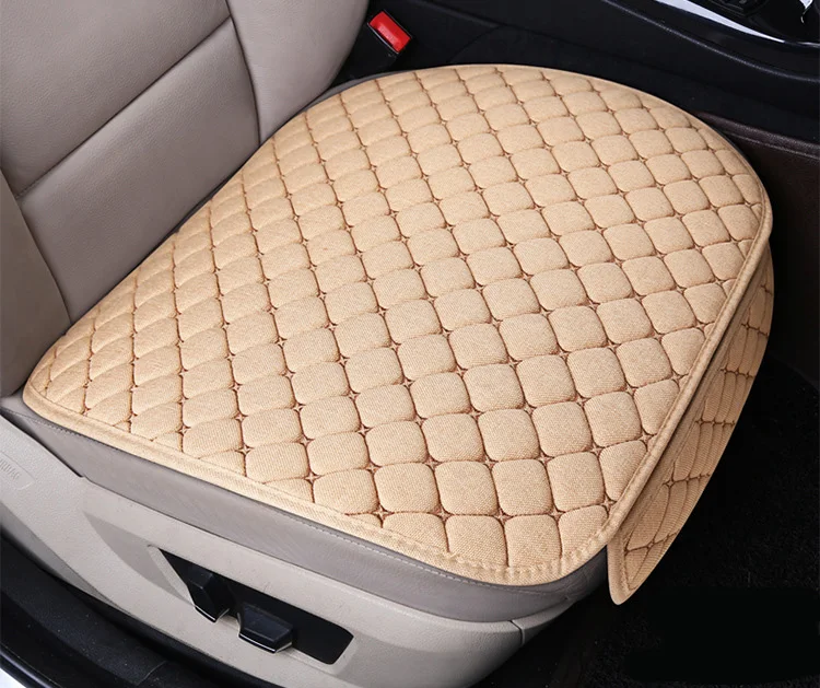 1pcs Front Beige 5 цветов Универсальный Автомобильный передний задний дышащий льняной авто чехол для защиты сиденья Подушка Противоскользящий коврик сумка для хранения для автомобилей теплая - Название цвета: 1pcs Front Beige